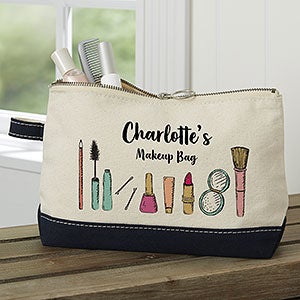 Makeup Brushes Personalized Navy Makeup Bag - 25484-N