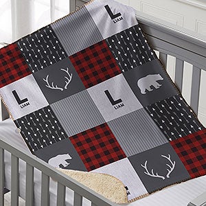 Buffalo Plaid Personalized 30x40 Sherpa Baby Blanket - 25504-SS