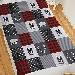 Buffalo Plaid Personalized 50x60 Plush Fleece Baby Blanket - 25504-F