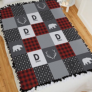 Buffalo Plaid Personalized 50x60 Tie Baby Blanket - 25504-T