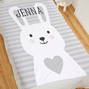 Bunny Icon Personalized 50x60 Fleece Baby Blanket - 25511-F