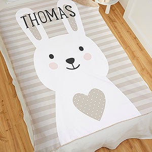 Bunny Icon Personalized 60x80 Sherpa Baby Blanket - 25511-SL