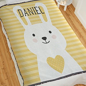 Bunny Icon Personalized 56x60 Woven Baby Throw - 25511-A