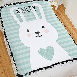 Bunny Icon Personalized 50x60 Tie Baby Blanket - 25511-T