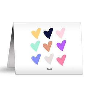 Playful Hearts Personalized Note Cards - 25520