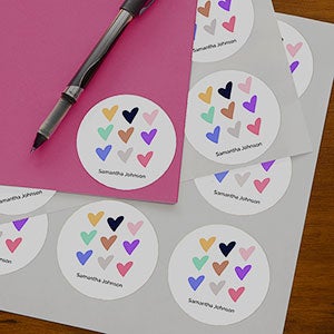 Playful Hearts Personalized Stickers - 25524
