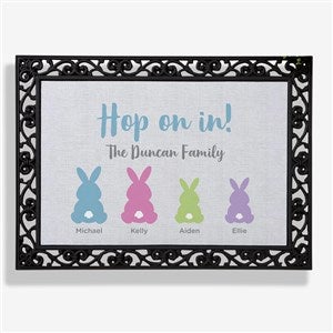 Pastel Bunny Family Character Personalized Easter Doormat- 18x27 - 25542-S