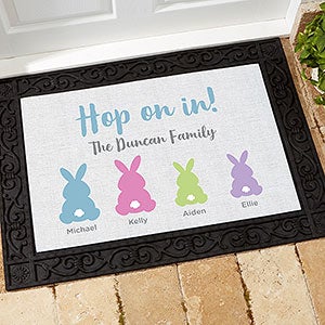 Pastel Bunny Family Character Personalized Easter Doormat- 18x27 - 25542-S