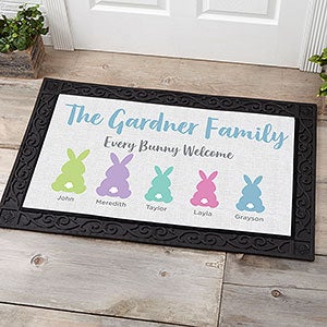 Pastel Bunny Family Character Personalized Easter Doormat- 20x35 - 25542-M