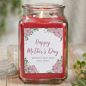 Floral Special Message Personalized 18 oz Cinnamon Spice Candle Jar - 25546-18CS