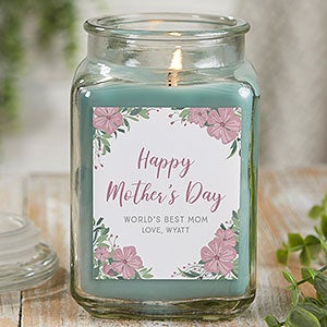 Floral Special Message Personalized 18 oz Eucalyptus Spa Candle Jar - 25546-18ES