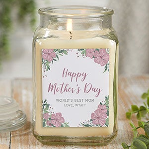 Floral Special Message Personalized 18 oz. Vanilla Candle Jar - 25546-18VB