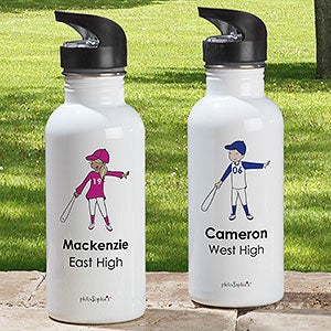 philoSophies® Baseball Player Personalized 20 oz. Water Bottle - 25554