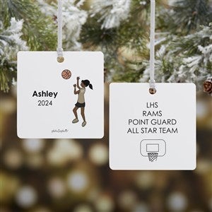 philoSophies® Basketball Player Personalized Square Ornament- 2.75 Metal 2 Sid - 25558-2M