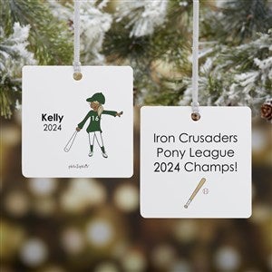 philoSophies® Baseball Player Personalized Square Ornament- 2.75 Metal - 2Side - 25561-2M