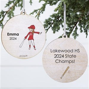 philoSophies Baseball Player Personalized Ornament - 2 Sided Wood - 25561-2W