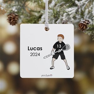 philoSophies® Lacrosse Player Personalized Square Photo Ornament- 2.75 Metal 1 - 25562-1M