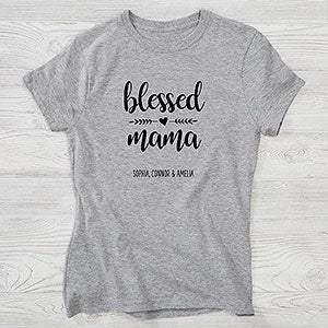 Blessed Mama Personalized Ladies Hanes Fitted Tee - 25563-FT