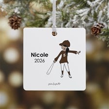 philoSophies® Softball Player Personalized Square Ornament- 2.75 Metal 1 Sided - 25571-1M