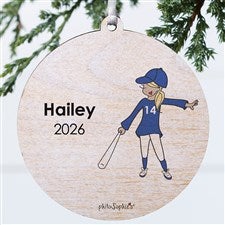 philoSophies® Softball Player Personalized Ornament-3.75 Wood - 1 Sided - 25571-1W