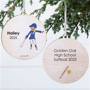 philoSophies® Softball Player Personalized Ornament-3.75 Wood - 2 Sided - 25571-2W