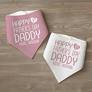 Happy First Fathers Day Personalized Bandana Bibs- Set of 2 - 25577-BB