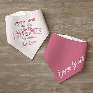 Mom Says Im Your Fathers Day Gift Personalized Bandana Bibs - Set of 2 - 25581-BB