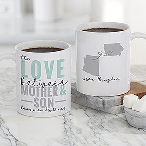 Love Knows No Distance Personalized Mom Coffee Mug - White - 25617-S