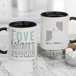 Love Knows No Distance Personalized Mom Coffee Mug - Black - 25617-B
