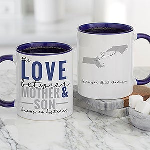 Love Knows No Distance Personalized Mom Coffee Mug - Blue - 25617-BL