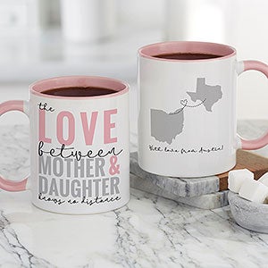 Love Knows No Distance Personalized Mom Coffee Mug - Pink - 25617-P