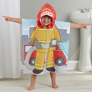 Firefighter Personalized Kids Poncho Bath Towel - 25629