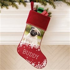 Snowflake Pet Personalized Burgundy Christmas Photo Stocking - 25658-B