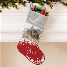 Snowflake Pet Personalized Grey Christmas Photo Stocking - 25658-GR