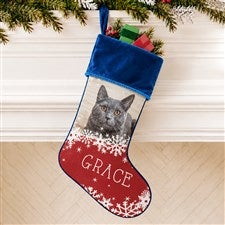 Snowflake Pet Personalized Blue Christmas Photo Stocking - 25658-BL