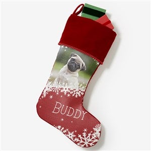 Snowflake Pet Personalized Burgundy Christmas Photo Stocking - 25658-B