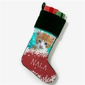 Snowflake Pet Personalized Green Christmas Photo Stocking - 25658-G