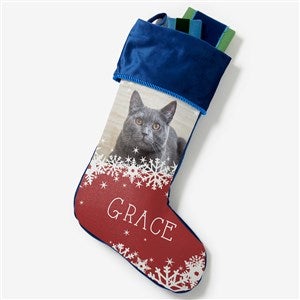 Snowflake Pet Personalized Blue Christmas Photo Stocking - 25658-BL