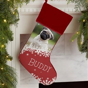 Snowflake Pet Personalized Burgundy Christmas Photo Stocking - 25658-B