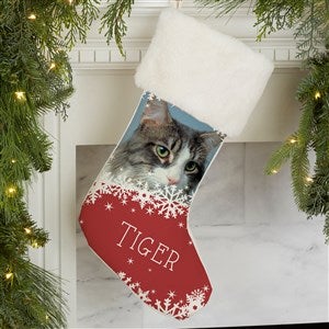 Snowflake Pet Personalized Ivory Fur Christmas Photo Stocking - 25658-IF