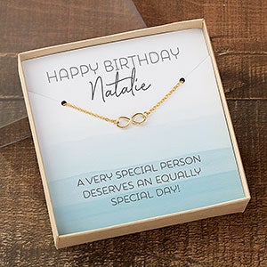 Birthday Gold Infinity Necklace With Personalized Message Card - 25666-GI