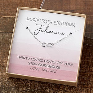 Birthday Silver Infinity Necklace With Personalized Message Card - 25666-SI