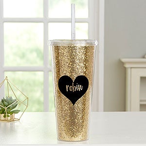 Heart of Gold Personalized 20 oz. Glitter & Gold Tumbler - 25689