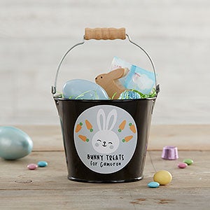 Bunny Treats Personalized Mini Treat Bucket - Black - 25709-B