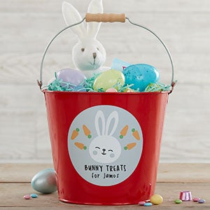 Bunny Treats Personalized Large Easter Bucket - Red - 25709-RL
