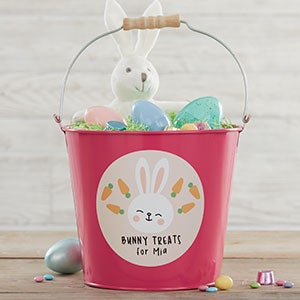 Bunny Treats Personalized Large Easter Bucket - Pink - 25709-PL
