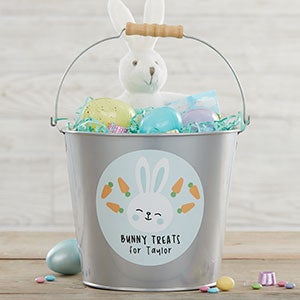 Bunny Treats Personalized Large Easter Bucket - Silver - 25709-SL