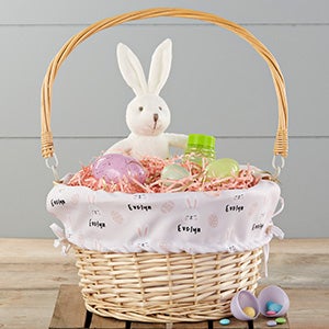 Bunny Treats Personalized Natural Wicker Easter Basket - 25710