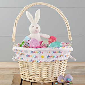 Rainbow Personalized Natural Wicker Easter Basket - 25712