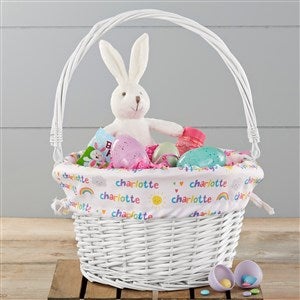 Rainbow Personalized White Wicker Easter Basket - 25712-W